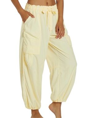 Free People Down To Earth Pants Banana SZ S Yoga Gym Athleisure